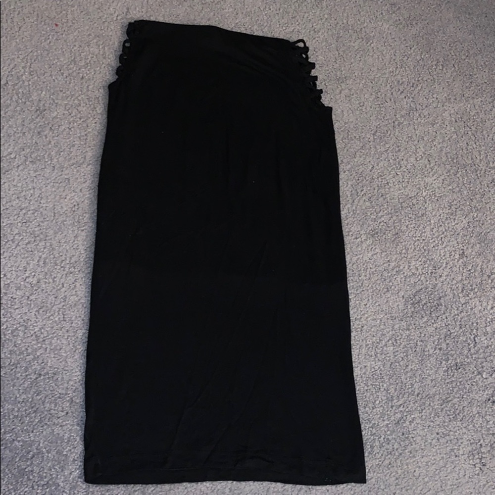 black tight pencil skirt with cut outs at the top